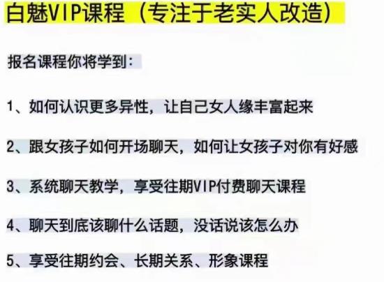 【价值698元】白魅VIP课程（专注老实人改造）百度网盘下载【083103】